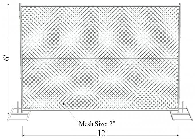 6'x10' temporary chain link fence panels 1½"(38mm) wall thick 15ga/1.80mm mesh opening 2¼"x2¼"(57mmx57mm) 3