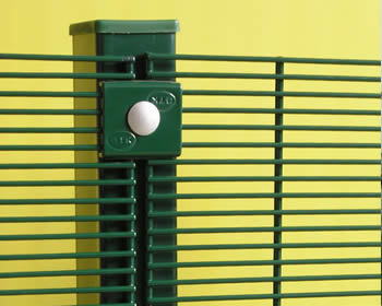 358 Security Fencing with weldede PVC panel and fence post in green color